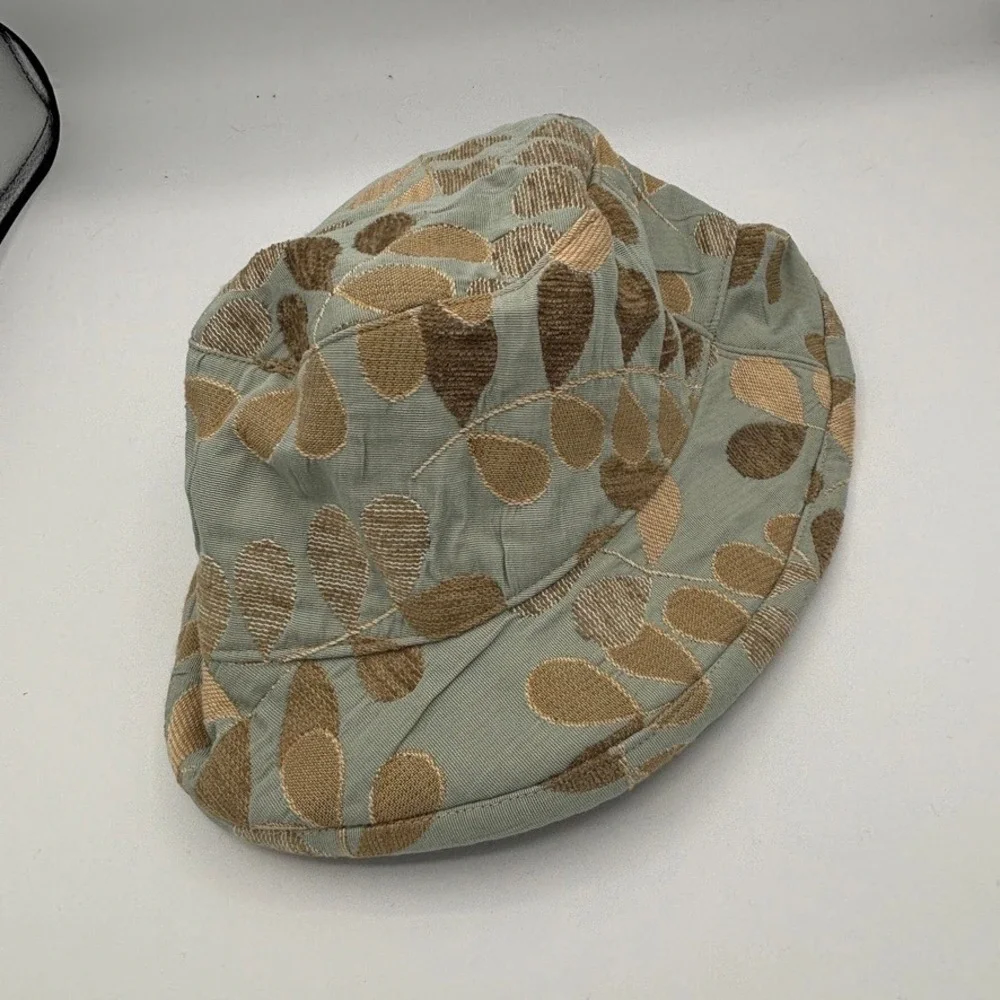 Y2K RCappelli Bucket Hat Womens Teal Green Brown Reversible Embroidered Sun Hat